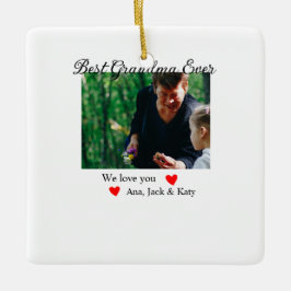 お最高の前の名前を愛するおばあちゃん写真コラージュ セラミックオーナメント
