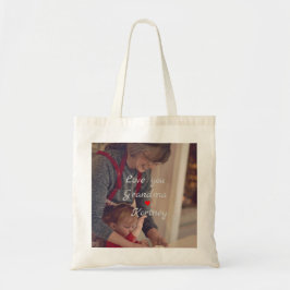 お最高の前の名前を愛するおばあちゃん写真コラージュ トートバッグ