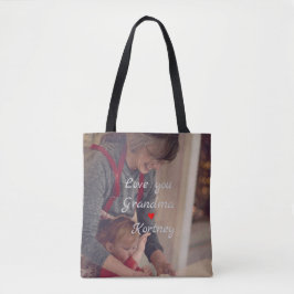 お最高の前の名前を愛するおばあちゃん写真コラージュ トートバッグ