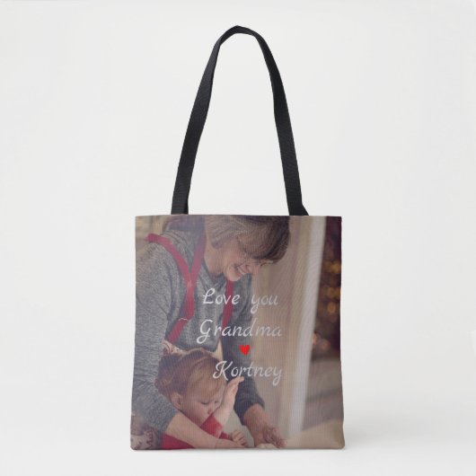 お最高の前の名前を愛するおばあちゃん写真コラージュ トートバッグ (正面)