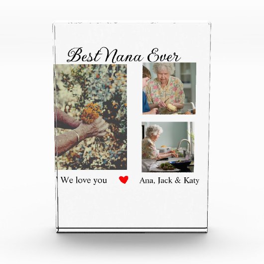お最高の前の名前を愛するおばあちゃん写真コラージュ フォトブロック (正面)