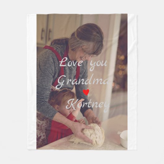 お最高の前の名前を愛するおばあちゃん写真コラージュ フリースブランケット (正面)