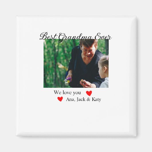 お最高の前の名前を愛するおばあちゃん写真コラージュ マグネット (正面)