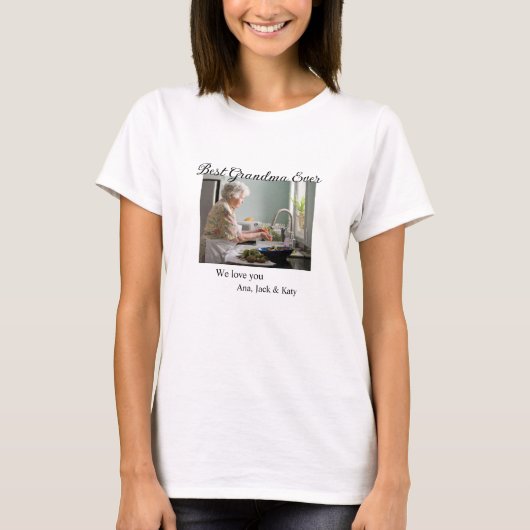 お最高の前の名前を愛するおばあちゃん写真コラージュ Tシャツ (正面)