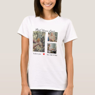 お最高の前の名前を愛するおばあちゃん写真コラージュ Tシャツ