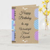 お最高の友達の誕生日の田舎の紫 カード (黄色い花)