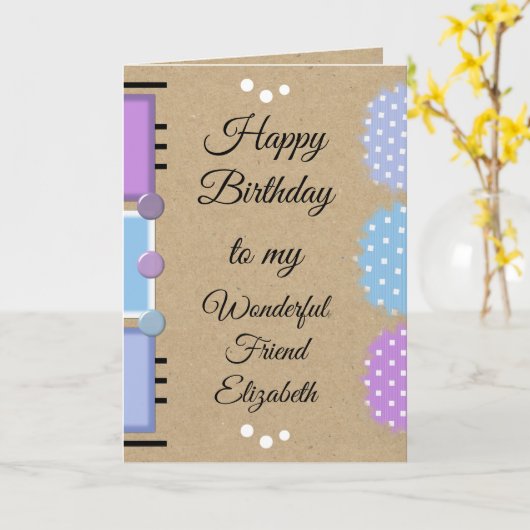 お最高の友達の誕生日の田舎の紫 カード (黄色い花)