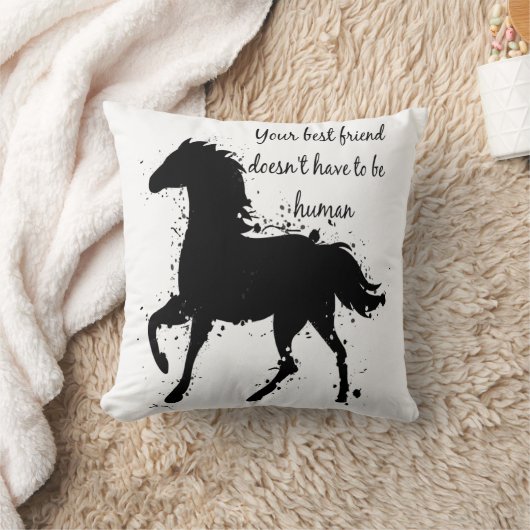 お最高の友達感動的馬引用文アート クッション (ブランケット)