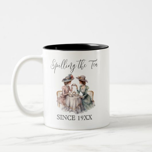 お最高の土産のマグカップでお茶をこぼす友達 ツートーンマグカップ (左)