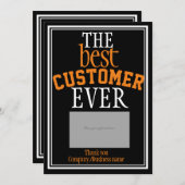 お最高の客様ブラックタイポグラフィギフトカードホルダー サンキューカード (正面/裏面)