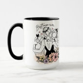 お最高の母さんお母さんカスタムお子さん花 マグカップ (左)