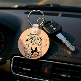 お最高の母さんお母さん、お子さん、お花カスタムさん キーホルダー