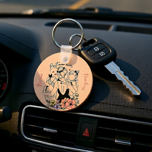 お最高の母さんお母さん、お子さん、お花カスタムさん キーホルダー