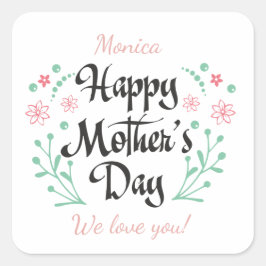 お最高の母さんお母さん、お子さん、お花カスタムさん スクエアシール