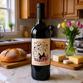 お最高の母さんお母さん、お子さん、お花カスタムさん ワインラベル