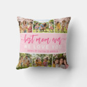 お最高の母さんかわいいピンクの写真コラージュ クッション (裏面)