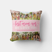 お最高の母さんかわいいピンクの写真コラージュ クッション (正面)