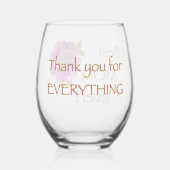 お最高の母さんはピンクローズに感謝 ステムなしワイングラス (裏面)