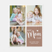 お最高の母さんフォトコラージュ茶 フリースブランケット (正面)