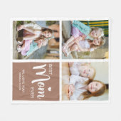 お最高の母さんフォトコラージュ茶 フリースブランケット (正面(横))