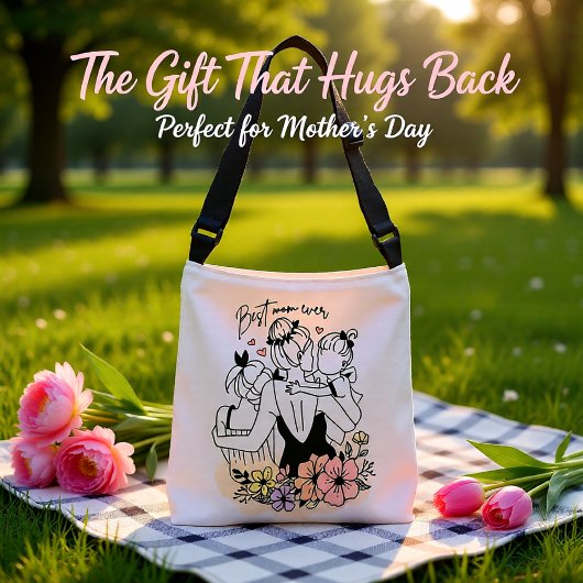 お最高の母さんママお母さん、お子さん、お花さん クロスボディバッグ