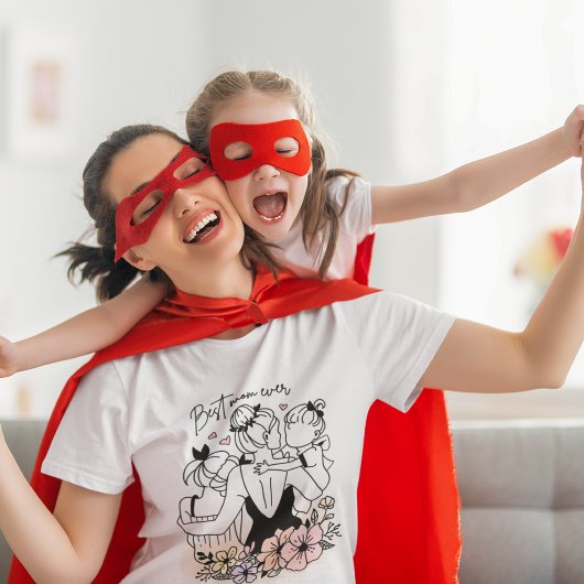 お最高の母さんママお母さん、お子さん、お花さん Tシャツ