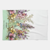 お最高の母さん今まで、天使と野花のフローラ キッチンタオル (横)