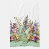 お最高の母さん今まで、天使と野花のフローラ キッチンタオル (縦)