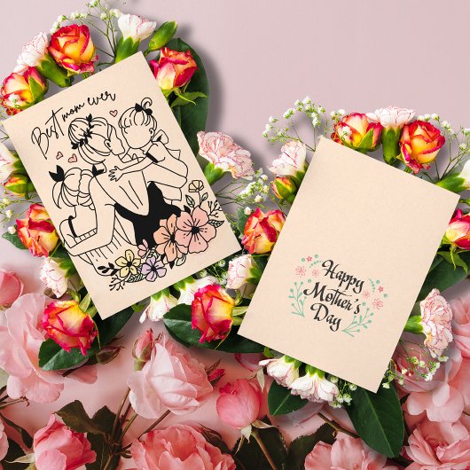 お最高の母さん母さん母カスタム子/花カード ノートカード