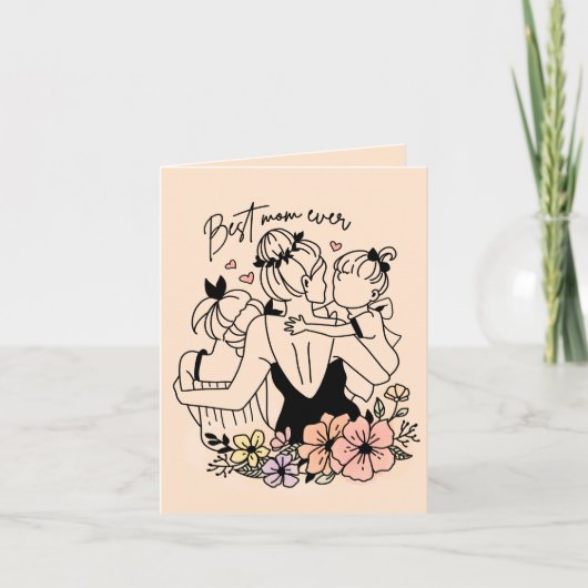 お最高の母さん母さん母カスタム子/花カード ノートカード (正面)