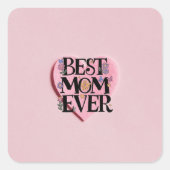 お最高の母さん花とピンクのハート スクエアシール (正面)