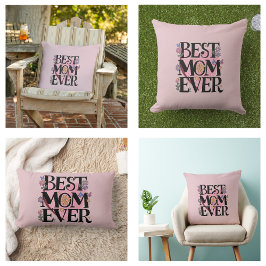 お最高の母さん花とピンクのハート ランバークッション