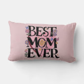 お最高の母さん花とピンクのハート ランバークッション (裏面)