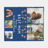 お最高の母さん花5 Photo Collage Navy Blue フリースブランケット (正面(横))