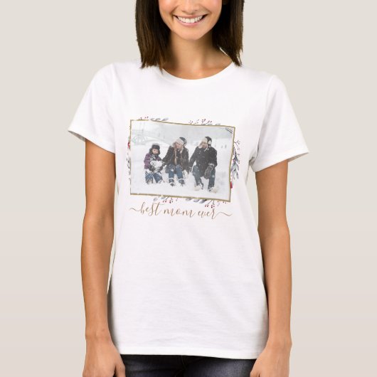 お最高の母さん、お名前、写真をカスタマイズ Tシャツ (正面)