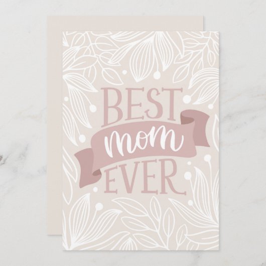 お最高の母さん。ピンクのフローラレタリング母親の日 シーズンカード (正面/裏面)