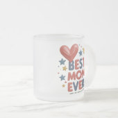 お最高の母さん – 曇りカラフルガラスのマグカップ | かわいい フロストグラスマグカップ (正面右)