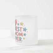 お最高の母さん – 曇りカラフルガラスのマグカップ | かわいい フロストグラスマグカップ (正面左)