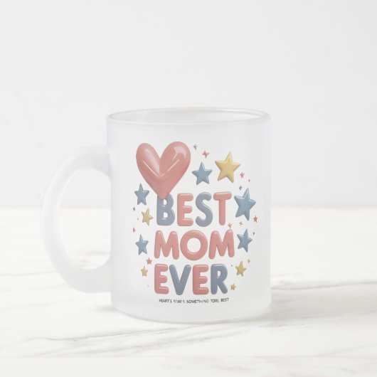 お最高の母さん – 曇りカラフルガラスのマグカップ | かわいい フロストグラスマグカップ (左)
