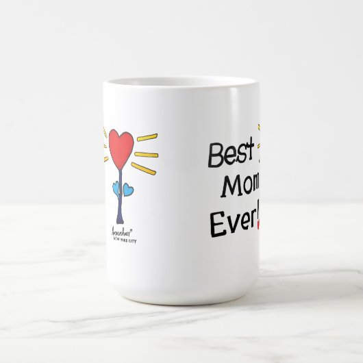 "お最高の母さん"赤い心花マグカップ コーヒーマグカップ (中央)