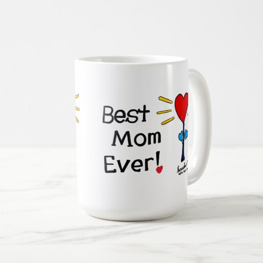 "お最高の母さん"赤い心花マグカップ コーヒーマグカップ (正面右)