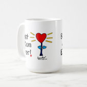 "お最高の母さん"赤い心花マグカップ コーヒーマグカップ (正面左)