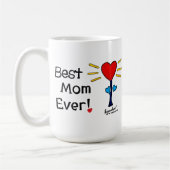 "お最高の母さん"赤い心花マグカップ コーヒーマグカップ (左)