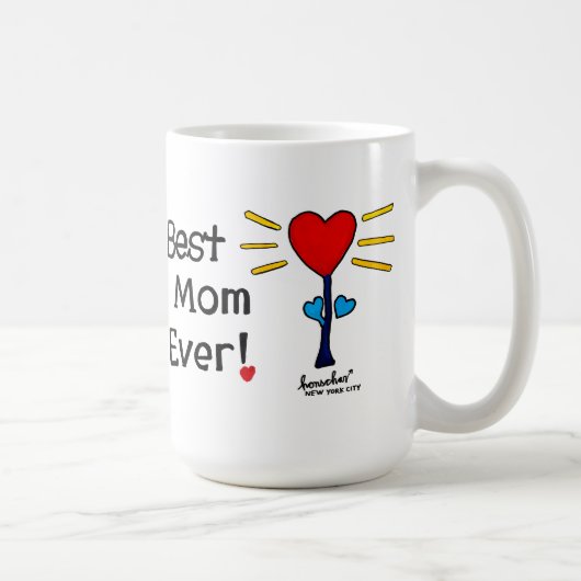 "お最高の母さん"赤い心花マグカップ コーヒーマグカップ (右)