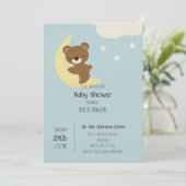 お月さまとクマの赤ちゃんのお祝い招待状 (スタンド正面)