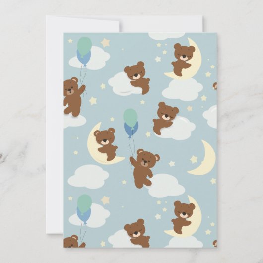 お月さまとクマの赤ちゃんのお祝い招待状 (裏面)