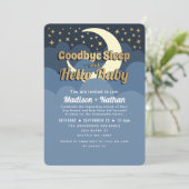 お月さまと星の別れの睡眠 赤ちゃんのおしゃれなベビーシャワー 招待状 (スタンド正面)