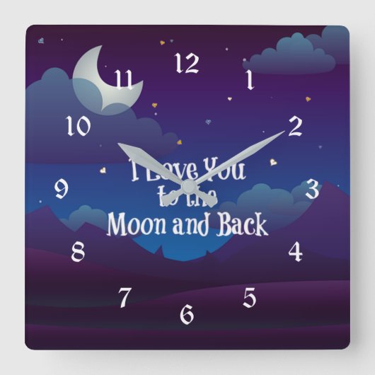 お月さまと背中、青い藍よ。 スクエア壁時計 (正面)