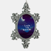 お月さまと裏さまを愛する藍 スノーフレークピューターオーナメント (左)