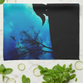 お月さまに向かって遠吠えする狼 キッチンタオル (折り畳み)